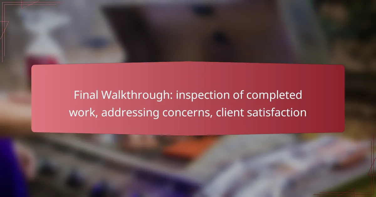 Final Walkthrough: inspection of completed work, addressing concerns, client satisfaction