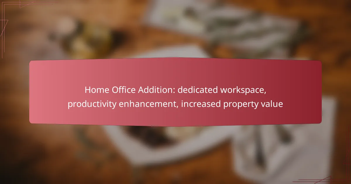 Home Office Addition: dedicated workspace, productivity enhancement, increased property value