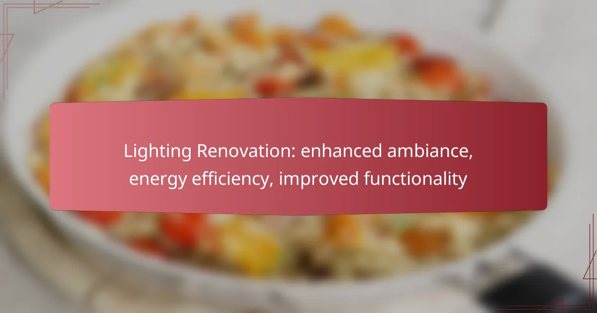Lighting Renovation: enhanced ambiance, energy efficiency, improved functionality