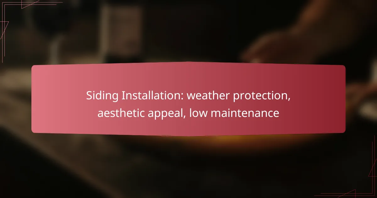 Siding Installation: weather protection, aesthetic appeal, low maintenance