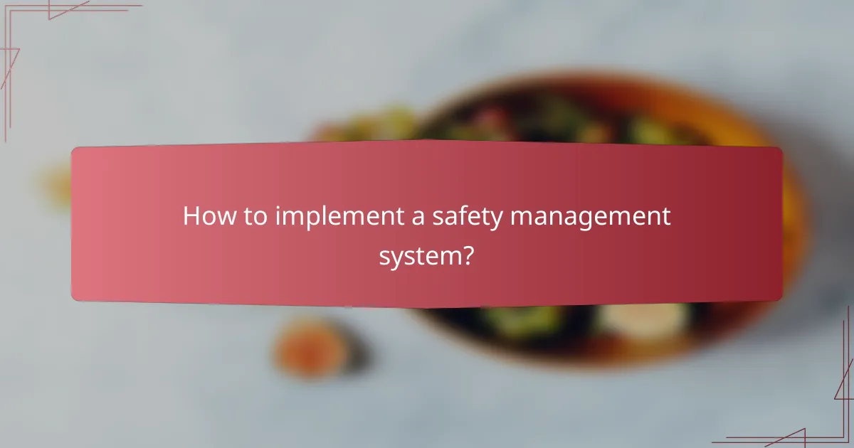 How to implement a safety management system?