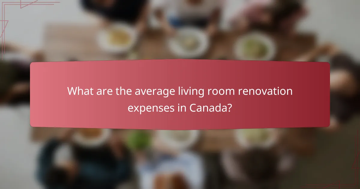 What are the average living room renovation expenses in Canada?