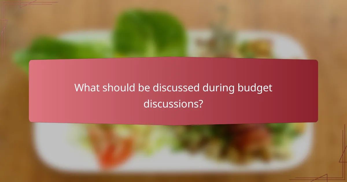 What should be discussed during budget discussions?